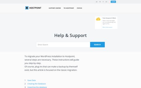 How do I transfer WordPress from my old provider to Hostpoint?