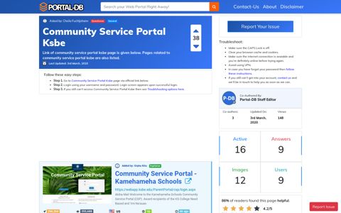 Community Service Portal Ksbe