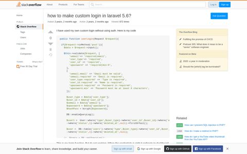 how to make custom login in laravel 5.6? - Stack Overflow