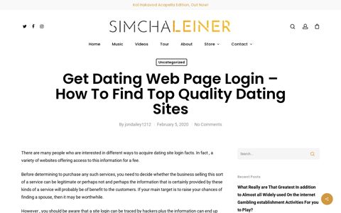 Get Dating Web page Login – How to Find Top ... - Simcha Leiner
