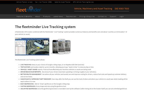 The fleetminder Live Tracking system