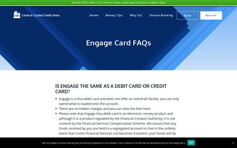 Engage Card FAQs - Castle & Crystal Credit Union