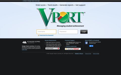 Voyager Sopris Learning | VPORT Customer Login