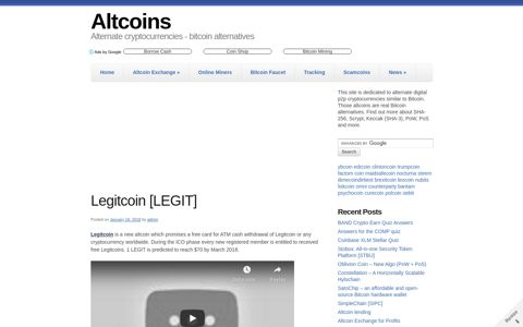 Legitcoin [LEGIT] | Altcoins