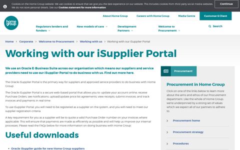 Working with our iSupplier Portal - Home Group