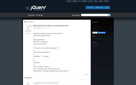 [jQuery] How to make a secured login form - jQuery Forum