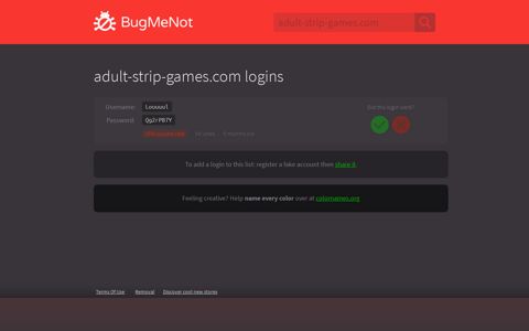 adult-strip-games.com logins - BugMeNot