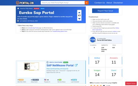 Eureka Sap Portal