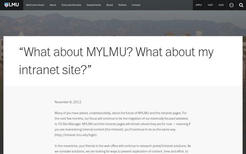 "What about MYLMU? What about my intranet site?" - LMU ...