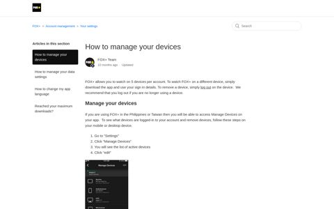How to manage your devices – FOX+