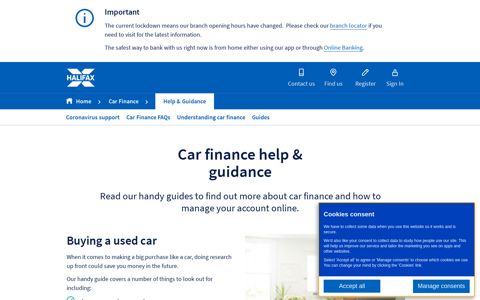 Help & Guidance | Car Finance | Halifax UK