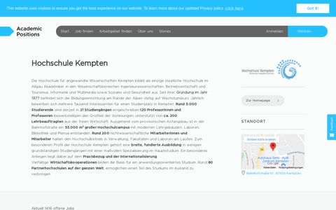 Offene Stellen Hochschule Kempten - Academic Positions