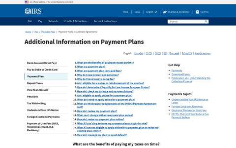 Payment Plans Installment Agreements | Internal Revenue ...