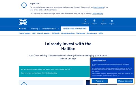 I already invest with the Halifax | Investing | Halifax