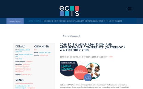 2018 ECIS & AISAP Admission and Advancement Conference ...