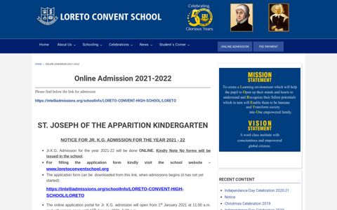Online Admission 2021-2022 | Loreto Convent School