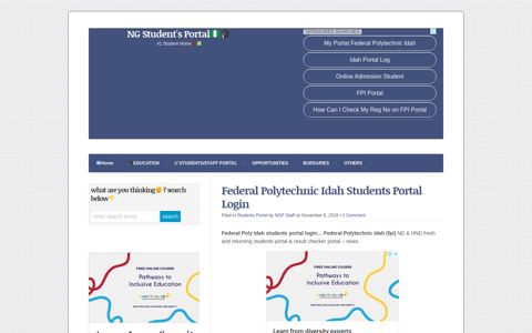 Federal Polytechnic Idah Students Portal Login - NG Student's ...