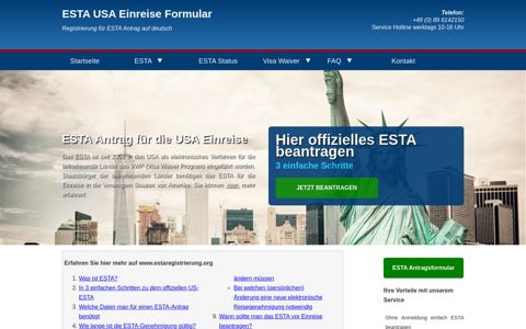 ESTA Antrag | Online Registrierung | USA Einreise-Visum