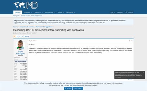 Generating HAP ID for medical before submitting visa ...