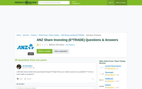 ANZ Share Investing (E*TRADE) Questions | ProductReview ...