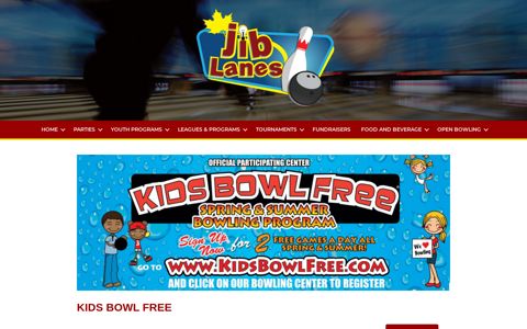 Kids Bowl Free – Jib Lanes - Maple Family Centers
