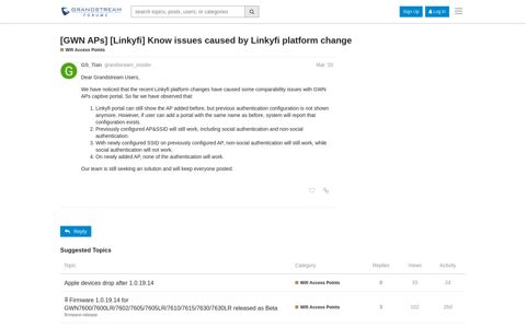 [GWN APs] [Linkyfi] Know issues caused by Linkyfi platform ...