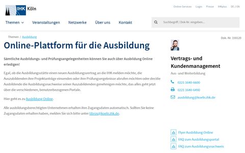 Online-Plattform für die Ausbildung - IHK Köln