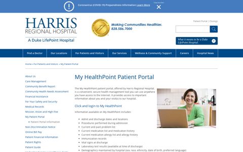 Patient Portal | Harris Regional Hospital