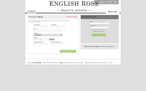 English Rose Beauty Studio > Login Or Sign Up - secure-booker