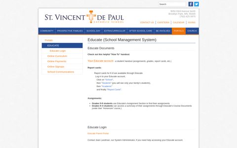 Educate (School Management System) - St. Vincent de Paul ...