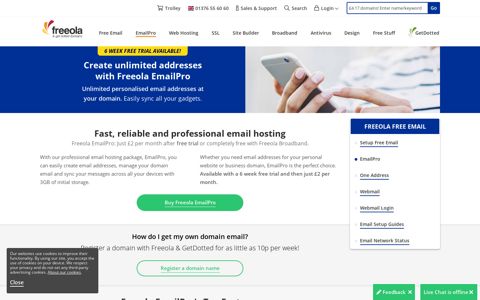 Email Hosting | Professional Email at your Domain | Freeola