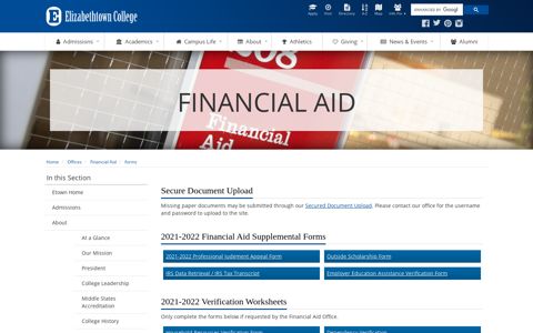 Financial Aid Forms - Elizabethtown College