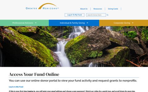 Access Fund Online - Greater Horizons Donor Portal