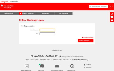 Online-Banking: Login - Kreissparkasse Birkenfeld