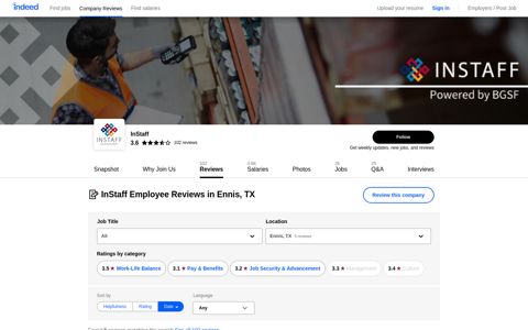 Working at InStaff in Ennis, TX: Employee Reviews | Indeed.com