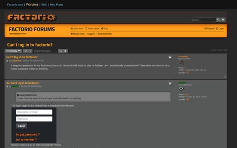 Can't log in to factorio? - Factorio Forums