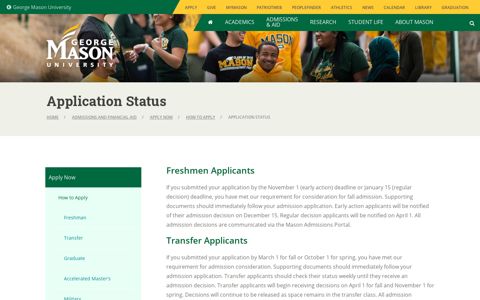 Application Status | George Mason University