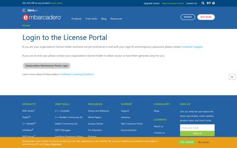 Login to the License Portal - Embarcadero