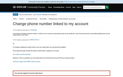 Change phone number linked to my account - the HMRC ...