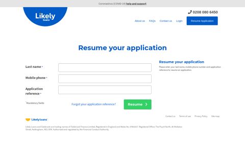 Resume Your Application | Likely Loans