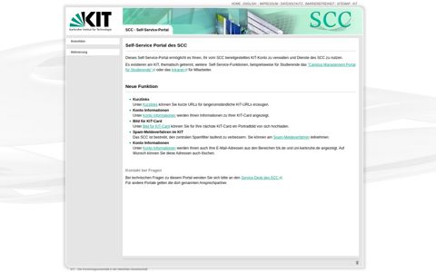 KIT - SCC - Self-Service-Portal - Startseite