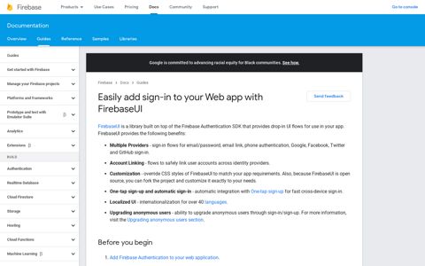 Easily add sign-in to your Web app with FirebaseUI