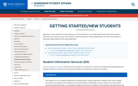 Getting Started/New Students | Registrar