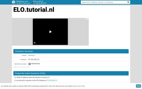 ▷ ELO.tutorial.nl : Log in to the site - Domain WHOIS Record