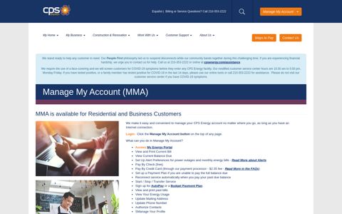 Manage My Account (MMA) - CPS Energy