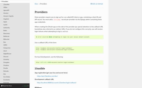 Providers — django-allauth 0.43.0 documentation