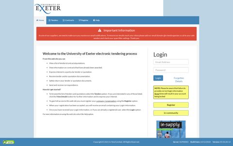 University of Exeter Tendering Site - Home - In-tend