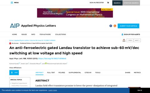 An anti-ferroelectric gated Landau transistor to achieve sub-60 ...