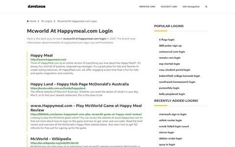 Mcworld At Happymeal.com Login ❤️ One Click Access - iLoveLogin
