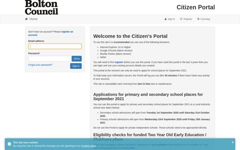 Citizen Portal - Sign in - Bolton Council
